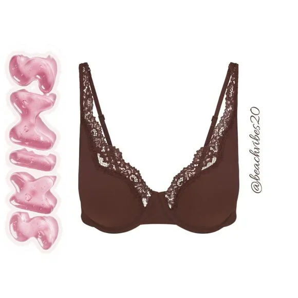 SKIMS Fits Everybody Lace Unlined Full-Coverage Bra Cocoa 36DDD NWT - Picture 5 of 7